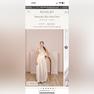 REVELRY Maternity Skye Satin Dress - Color: 703 Gold Champagne; Size: 8
